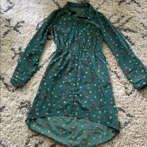 Floral high/low collared shirt